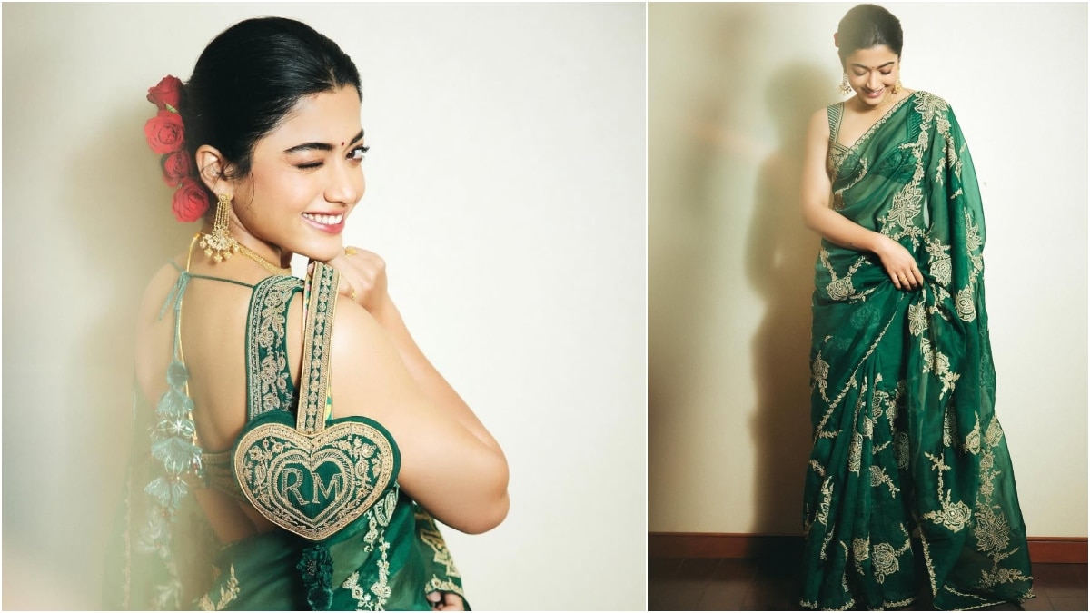 Rashmika Mandanna Sleeveless Blouse Collection : స్లీవ్ బ్లౌజ్ వేసుకున్నప్పుడు శారీని ఎలా స్టైల్ చేయవచ్చో తెలుసా? సింపుల్, ఎలిగెంట్స్ లుక్స్​ కోసం రష్మికను ఫాలో అయిపోండి