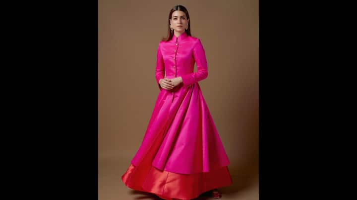 3. Kriti Sanon: Kriti's pink silk, floor length anarkali gives a formal New Year vibe. The structured silhouette makes it a timeless outfit that makes a bold statement. (Image Source: Instagram/@kritisanon)