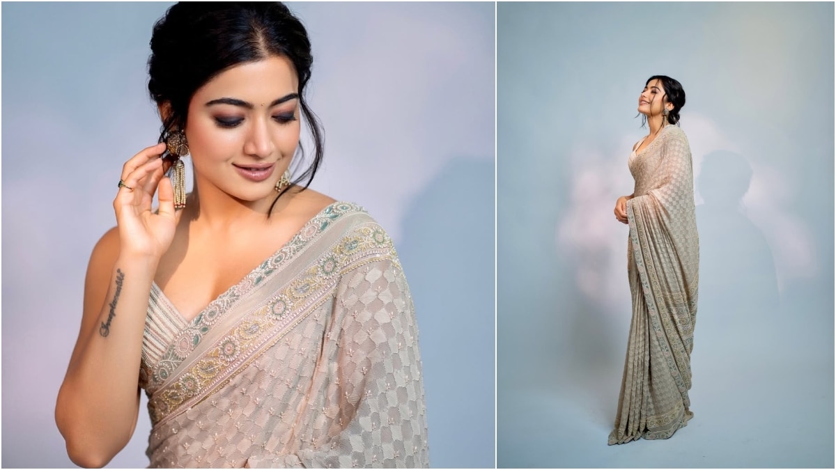 Rashmika Mandanna Sleeveless Blouse Collection : స్లీవ్ బ్లౌజ్ వేసుకున్నప్పుడు శారీని ఎలా స్టైల్ చేయవచ్చో తెలుసా? సింపుల్, ఎలిగెంట్స్ లుక్స్​ కోసం రష్మికను ఫాలో అయిపోండి