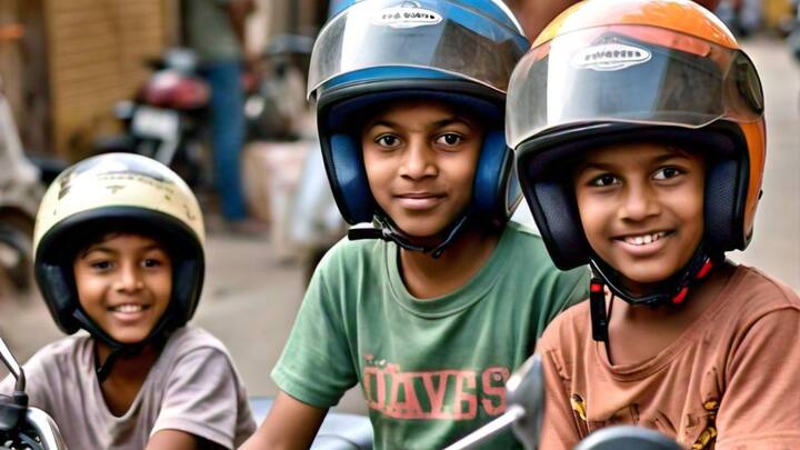 नए मोटर व्हीकल एक्ट के अनुसार अगर किसी दोपहिया वाहन पर 4 साल से ज्यादा उम्र का बच्चा भी सवारी कर रहा है, तो उसके लिए भी अनिवार्य रूप से हेलमेट पहनने का नियम है.