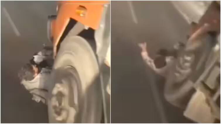 Agra 2 Men Dragged Under Speeding Truck On Highway Video Shows Victim Screaming For Help Watch Video: நெஞ்சை உறைய வைக்கும் வீடியோ, லாரி டயரில் சிக்கிய இருவர்.. தரதரவென இழுத்துச் செல்ல, வலியால் கதறும் கொடூரம்