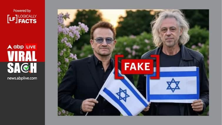 Fact Check: Photo Of Irish Rockstars Bono & Bob Geldof Holding Israel Flag Is AI-Generated