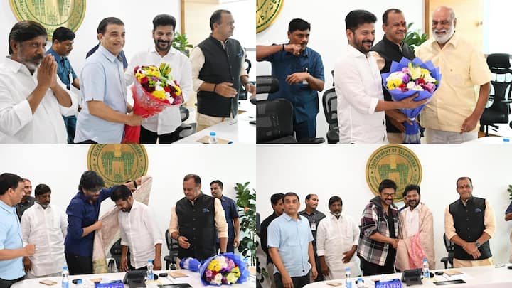 Tollywood Celebrities Meeting With CM Revanth: తెలంగాణ సీఎం రేవంత్ రెడ్డితో టాలీవుడ్ ప్రముఖులు హాజరయ్యారు. ఎఫ్‌డీసీ ఛైర్మన్ దిల్‌రాజు ఆధ్వర్యంలో సుమారు 50 మంది సీఎంతో సమావేశమయ్యారు.