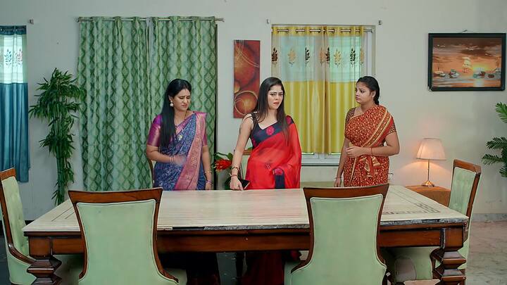 ఆకలికి తట్టుకోలేక శాంతను వడ్డించమని అంటారు రుద్రాణి, ధాన్యలక్ష్మీ..కానీ అప్పటికే ముష్టివాళ్లకు వేసేశానంటుంది. కావ్య మేడమ్ తో చెప్పించండి అంటుంది శాంత..ఫైర్ అవుతారు రుద్రాణి, ధాన్యం. ఇంతలో ఎంట్రీ ఇచ్చిన స్వప్న..తన నెక్లెస్, చెవి కమ్మలు చూపిస్తుంది. వీటి ధర పది లక్షలు అని చెబుతుంది..