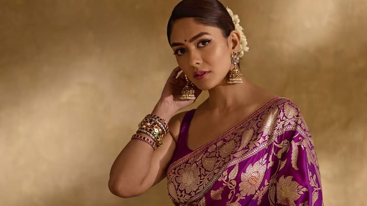 Mrunal Thakur Exudes Royal Vibes In Purple Banarasi Silk Saree, SEE PICS