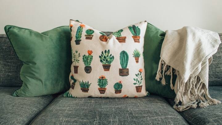 Cushions and Pillows: Change out your light summer cushions for winter-appropriate fabrics like fleece, velvet, or wool. Try deep colors like burgundy, forest green, or mustard yellow to add a festive feel. Mixing textures and patterns can make your room feel more inviting and layered. (Image Source: Canva)