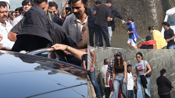 Shah rukh Khan Latest Photos: बॉलीवुड के किंग शाहरुख खान हाल ही में अपने परिवार के साथ मुंबई से अलीबाग रवाना हुए हैं. जहां वो न्यू ईयर सेलिब्रेट करने वाले हैं.