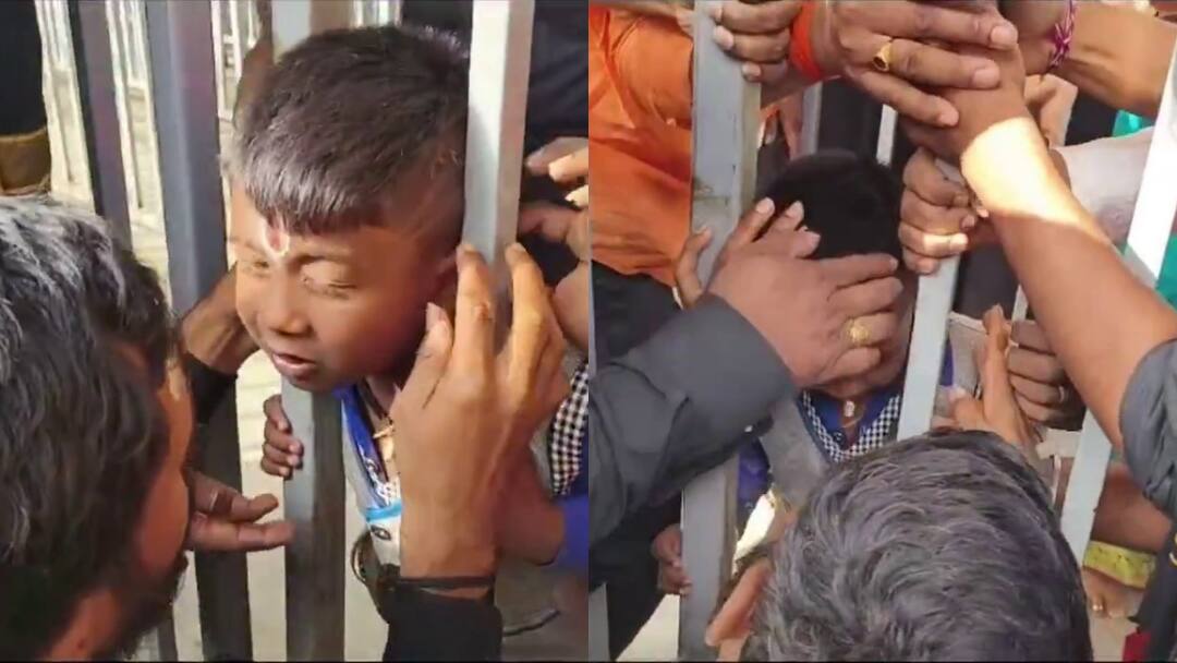 boy head stucked between que line grills at yadagirigutta Yadagirigutta: గ్రిల్స్ మధ్య ఇరుక్కున్న బాలుని తల - చాకచక్యంగా బయటకు తీసిన భక్తులు, యాదాద్రి ఆలయంలో ఘటన