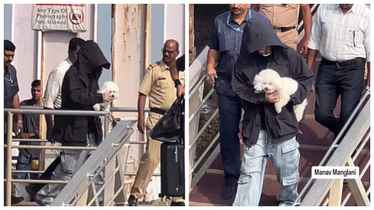 Shah Rukh Khan Goes Incognito In Hoodie, Holds Pet Dog As He Returns To Mumbai With Family