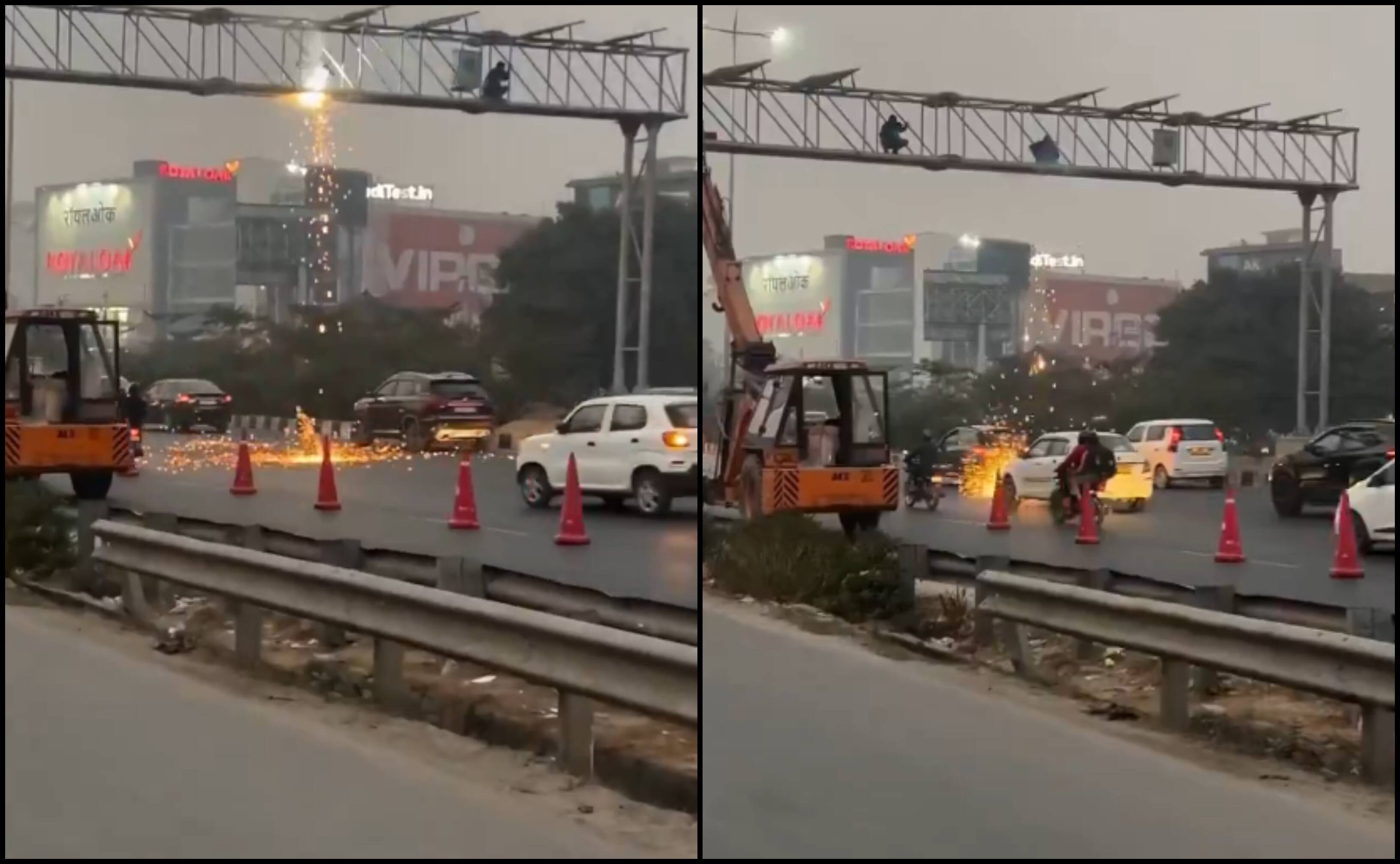 ‘Kadam Kadam Par Maut Ka Khel’: Viral Video Shows Sparks from Welding on Gurugram NH-8