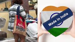 कंधे पर बासमती चावल का थैला टांगे दिखी अमेरिकी महिला, यूजर्स बोले, डंका बज रहा है