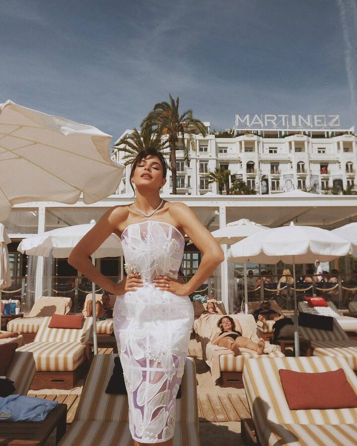 Jacqueline Fernandez donned a rose gold sheath gown from the couture collection by Mikael D at the red carpet of the 2024 Cannes Film Festival.
