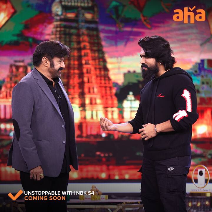 ఇప్పటికే ఈ ఎపిసోడ్​పై ఎక్స్​పెక్టేషన్స్ బాగా పెరిగాయి. బాలయ్య ఫన్.. చరణ్ మొహమాటం ఈ ఎపిసోడ్​ని మరో రేంజ్​కి తీసుకెళ్తుందని అభిమానులు చెప్తున్నారు.(Image Source : Instagram/Ahavideo)