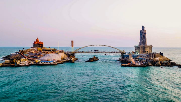 Tamil Nadu CM Stalin inaugurated a 77-meter-long, 10-meter-wide glass bridge on Monday evening connecting Vivekananda Rock Memorial and 133-feet high Thiruvalluvar statue off the coast of Kanyakumari.