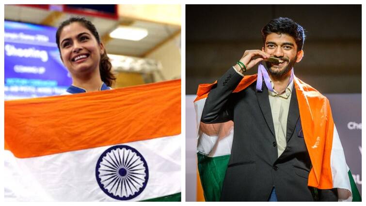 Olympic medallist Manu Bhaker chess world champion D Gukesh Among Four Athletes To Get Dhyan Chand Khel Ratna Award இந்தியர்களின் கனவை நனவாக்கிய மனு பாக்கர், குகேஷ்க்கு கேல் ரத்னா விருது அறிவிப்பு!