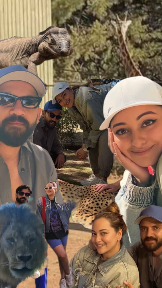 बाघ को हाथ से सहलाते दिखे सोनाक्षी-जहीर, तस्वीरों ने किया हैरान
