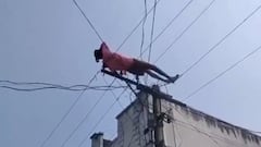 Andhra Man Stirs Panic With His Drunk Antics, Takes Nap On Electric Wires After Climbing Pole: WATCH