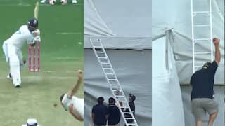 Rishabh pant's first sixer 2025 ball lost in stands searched by ladder viral video