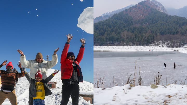 Kashmir Weather: कश्मीर का सोनमर्ग बर्फ से ढके पहाड़ों, घने जंगलों और ऊंचे देवदार के पेड़ों से सजा है, जिससे यह पर्यटकों को आकर्षित करता है. मौसम विभाग ने भारी बर्फबारी की चेतावनी दी है.