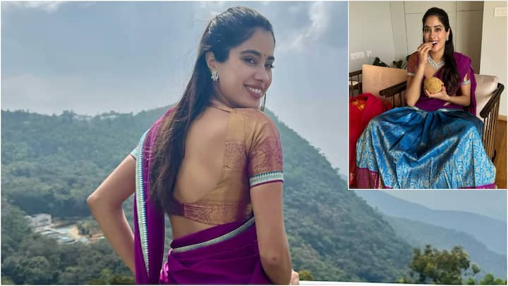 Janhvi Kapoor In Half Saree: తిరుమల తిరుపతి వెంకటేశ్వర స్వామి మీద అమితమైన భక్తి శ్రద్ధలు కల కథానాయికలలో జాన్వీ కపూర్ ఒకరు. న్యూ ఇయర్ సందర్భంగా ఆవిడ స్వామి దర్శనం చేసుకున్నారు.