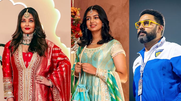 Aradhya Bachchan with Abhishek Bachchan and Aishwarya Rai Bachchan Entertainment News Bollywood Aishwarya Rai Bachchan and Abhishek: মা-বাবাকে একসঙ্গে পেয়ে আনন্দে লাফিয়ে উঠল আরাধ্যা, অভিষেক ঐশ্বর্য্যের বিচ্ছেদের জল্পনা অতীত?