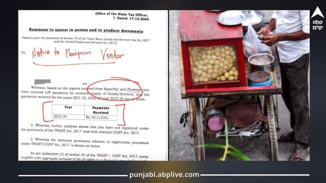 Stunning Earnings of Golgappa Vendor: GST Department Issues Notice, Income Leaves People Stunned Panipuri Vendor: ਗੋਲਗੱਪਾ ਵਿਕਰੇਤਾ ਦੀ ਸ਼ਾਨਦਾਰ ਕਮਾਈ, GST ਵਿਭਾਗ ਨੇ ਭੇਜਿਆ ਨੋਟਿਸ, ਕਮਾਈ ਜਾਣ ਲੋਕਾਂ ਦੇ ਉੱਡੇ ਹੋਸ਼