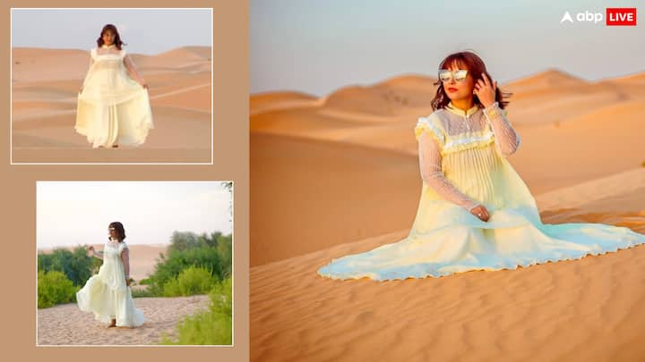 Hina Khan Desert Photos: टीवी की पॉपुलर अदाकारा हिना खान अपने नए अपकमिंग शो गृह लक्ष्मी को लेकर चर्चा में हैं. शो की रिलीज से पहले एक्ट्रेस ने रेगिस्तान में शानदार फोटोशूट करवाया है.