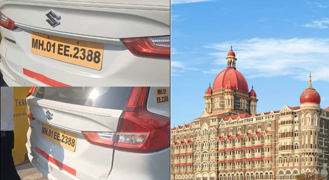 Two cars with the same number plate found at outside Mumbai s Taj Hotel The investigation came up with a strange reason maharashtra marathi news Mumbai : भलतंच! एकाच नंबर प्लेटच्या दोन गाड्या; मुंबईच्या ताज हॉटेल बाहेर खळबळ; तपासात पुढे आले विचित्र कारण
