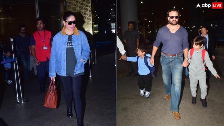 Kareena-Saif Pics: करीना कपूर और सैफ अली खान न्यू ईयर वेकेशन के लिए विदेश गए हुए थे. वहीं बच्चों संग क्वालिटी टाइम स्पेंड करने के बाद कपल मुंबई लौट आए हैं.