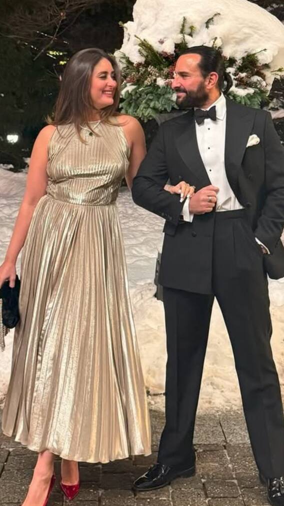 बर्फीली रात में पति सैफ़ संग रोमांटिक हुईं करीना, देखें फ़ोटोज़