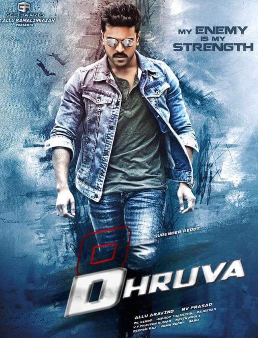 सुरेंद्र रेड्डी द्वारा निर्देशित राम चरण और अरविंद स्वामी की ध्रुव, तमिल फिल्म थानी ओरुवन की ऑफिशियल तेलुगु रीमेक है. चरण ने फिल्म में एक आईपीएस अधिकारी की भूमिका निभाई है. ध्रुव को आलोचकों और दर्शकों से पॉजिटिव रिव्यू मिला था. कथित तौर पर, ध्रुव ने अपने दुनिया भर में 150 करोड़ रुपये का लाइफटाइम कलेक्शन किया था.