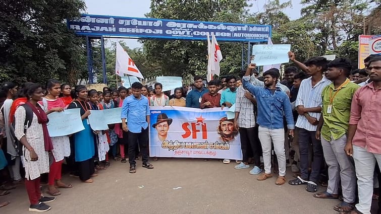 Thanjavur, Kumbakonam college students boycotting classes tnn தஞ்சாவூர், கும்பகோணத்தில் கல்லூரி மாணவர்கள் வகுப்புகள் புறக்கணிப்பு - எதற்காக?