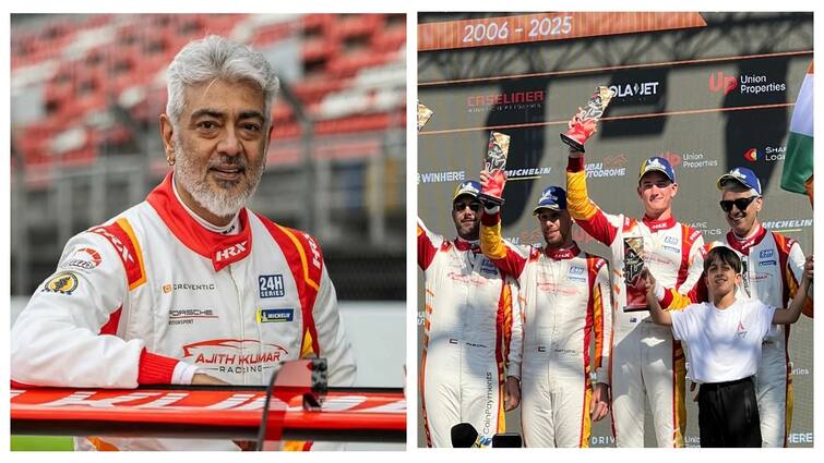 Dubai s24h race ajithkumar racing team won 3rd place watch video here Ajithkumar Car Race: துபாய் ரேஸில் அஜித் அணி அபார வெற்றி! முதல் முயற்சியிலே 3வது இடம் - துள்ளிக்குதிக்குறாரே!