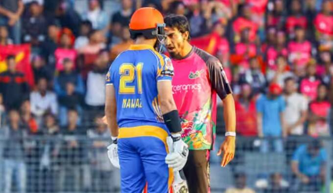 Mohammad Nawaz Tanzim hasan sakib fight on ground khulna tigers vs sylhet strikers bpl 2025  BPL 2025: ચાલુ મેચ દરમિયાન મેદાનમાં મારપીટ પર ઉતરી આવ્યા બે ખેલાડીઓ, જુઓ VIDEO 