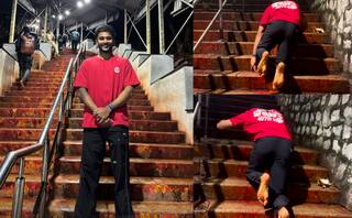 Watch: इंग्लैंड सीरीज से पहले तिरुपति मंदिर पहुंचे नितीश रेड्डी, घुटनों के बल चढ़ी सीढ़ियां; देखें वीडियो