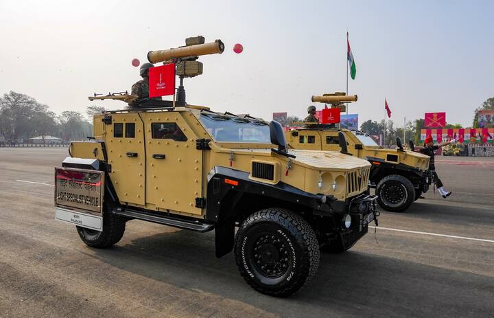 The VMIMS (Vehicle Mounted Inf Mortar System) was on display during the 77th Army Day Parade, at Khadki in Pune, Wednesday, Jan. 15, 2025. (Image Source: PTI)