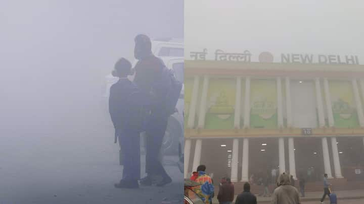 Delhi Fog News: दिल्ली में आज सुबह घना कोहरा छाया रहा, जिससे विजिबिलिटी 100-150 मीटर तक कम हो गई. इसकी वजह से नई दिल्ली रेलवे स्टेशन से चलने वाली 26 ट्रेनें देरी से चल रही हैं.