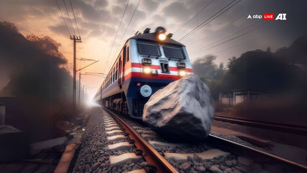 Bareilly Pilibhit train stone placed on the track hit the engine accident averted ann बरेली में रेल पटरी पर पत्थर रखकर ट्रेन पलटाने की साजिश नाकाम, इंजन से हुई जोरदार टक्कर