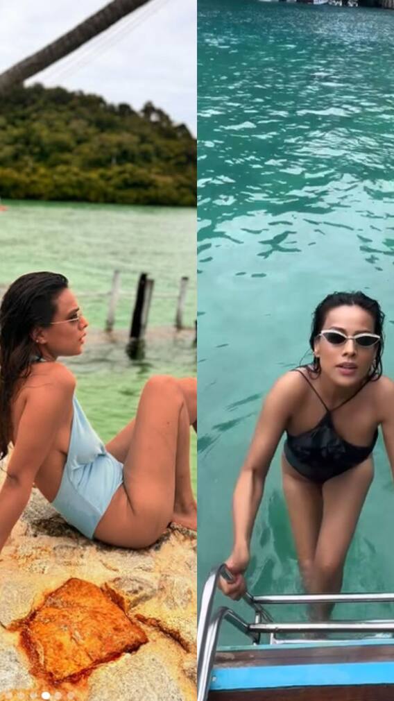 निया शर्मा का पानी में टूट के बिखरा हुस्न, मोनोकनी में कातिल अदाएं