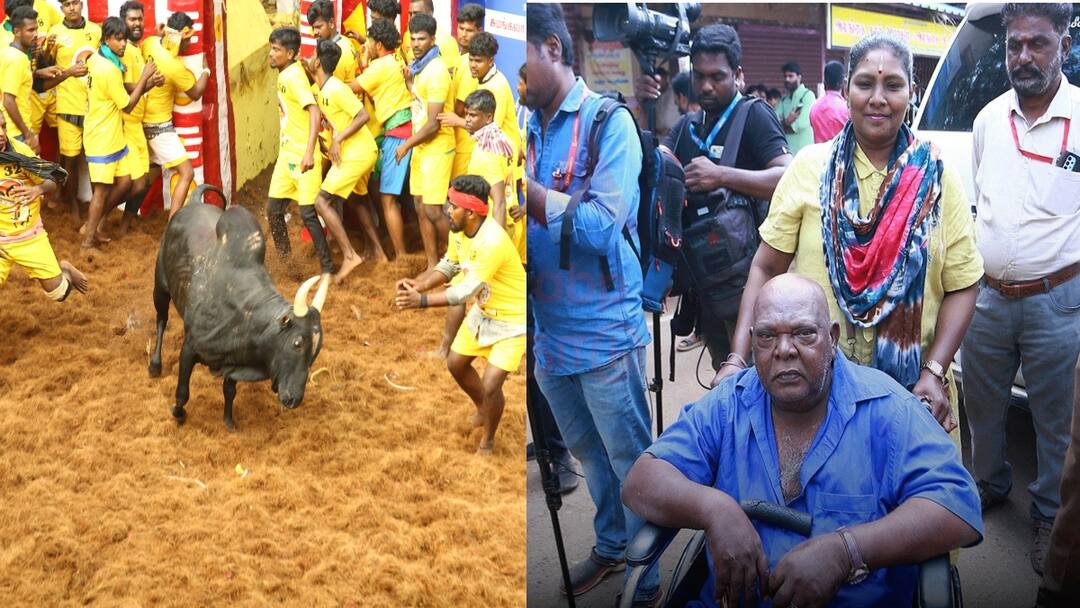 Alanganallur Jallikattu 2025: செம்ம! ஜல்லிக்கட்டுப் பார்க்க வந்த மலேசியா மாற்றுத்திறனாளி! துணையாய் வந்த மனைவி!