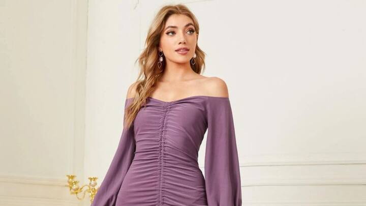 Ruched Dress: Ruched dresses looks appealing on every body structure. Its ability to hide the tummy with enhanced style made it a favourite for parties and other functions. (Image Source: Pinterest/ SHEINofficial)