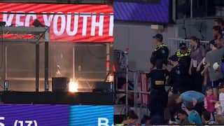 Sudden Fire break out brisbane gabba stadium stopped play sometime Brisbane heat vs Hobart hurricanes: