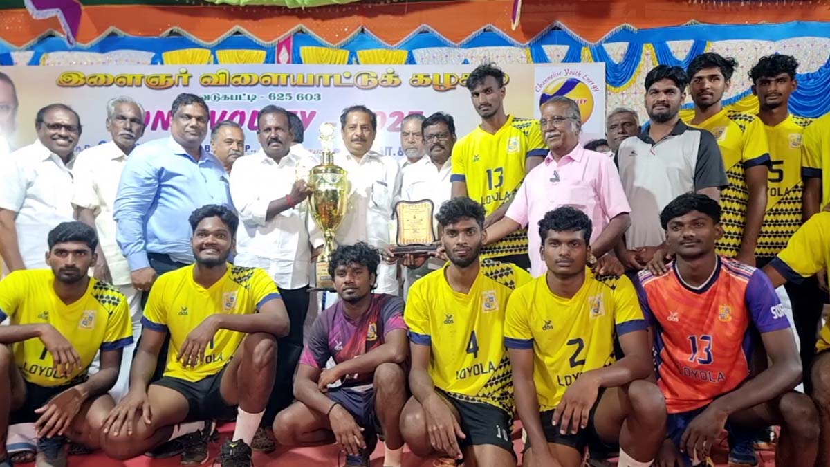 கைப்பந்த போட்டி; முதல் பரிசை தட்டிச்சென்ற கோவை கற்பகம் யூனிவர்சிட்டி
