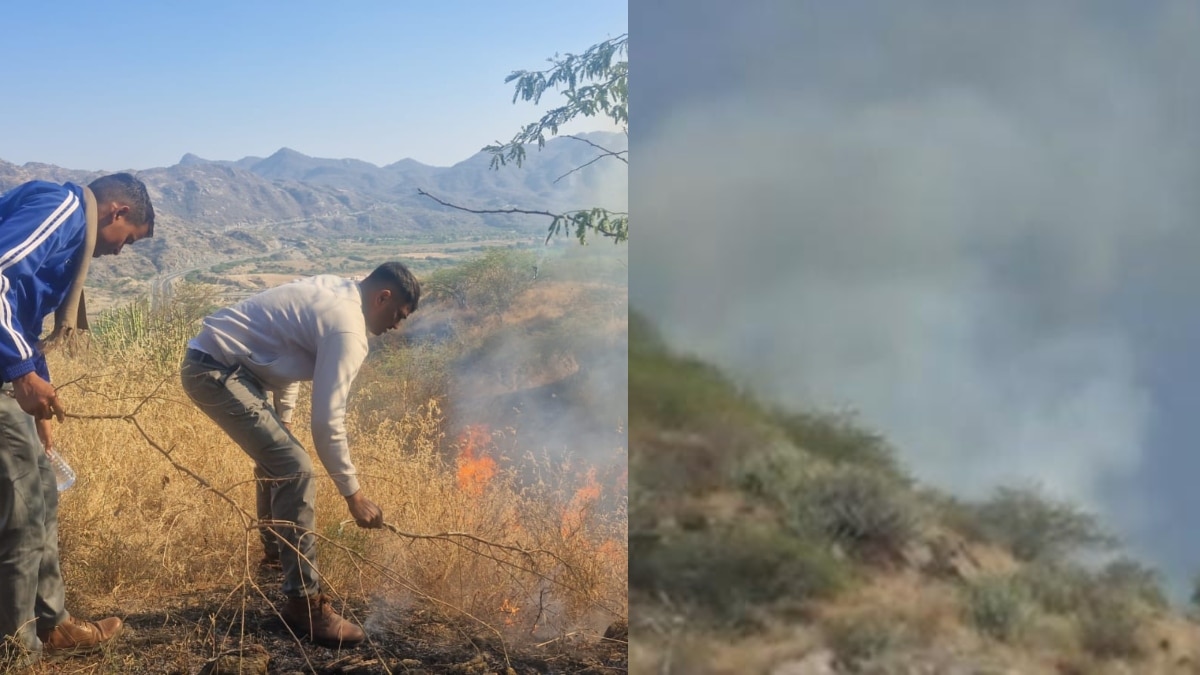 सिरोही में मातर माताजी मंदिर के पास पहाड़ी पर लगी आग, वन विभाग की बढ़ी टेंशन