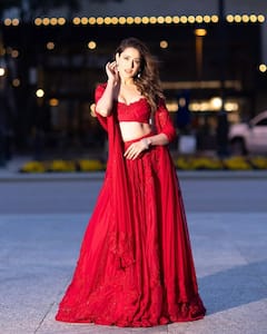 Pragya Jaiswal Dazzles In A Red Embroidered Lehenga, Redefining Ethnic Fashion; SEE PICS