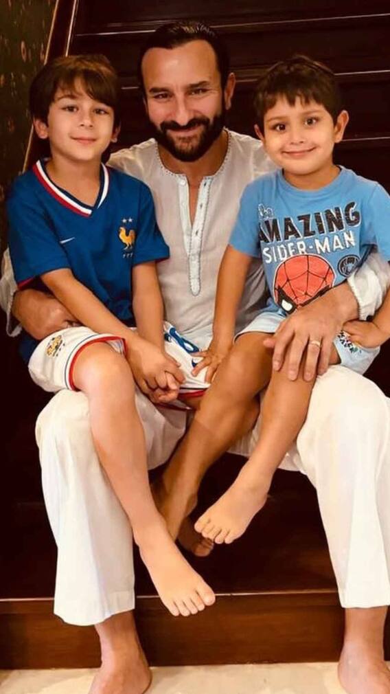 पापा सैफ अली खान से मिलने पहुंचे तैमूर और जेह