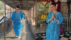 Uorfi Javed Pics: 400 सीढ़ियां चढ़कर महादेव की शरण में पहुंचीं उर्फी जावेद, हाथ जोड़कर लिया आशीर्वाद
