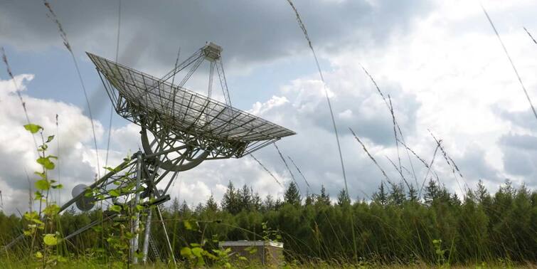 The satellite of Dish TV service provider revolves in the Earth's orbit. It broadcasts signals of satellite content (TV shows, movies, etc.). Dish antenna captures these signals.