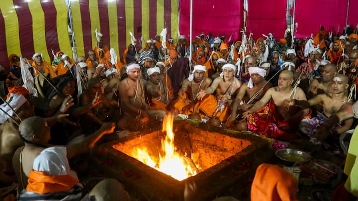 According to Mahant Ravindra Puri of Niranjani Akhara, in the first phase, 300-400 people are being initiated as Naga Sanyasis in Niranjani. (Photo: PTI)