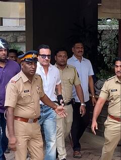 सैफ अली खान के गले पर घाव के निशान, हाथ में लगा बैंडेज, देखें तस्वीरें